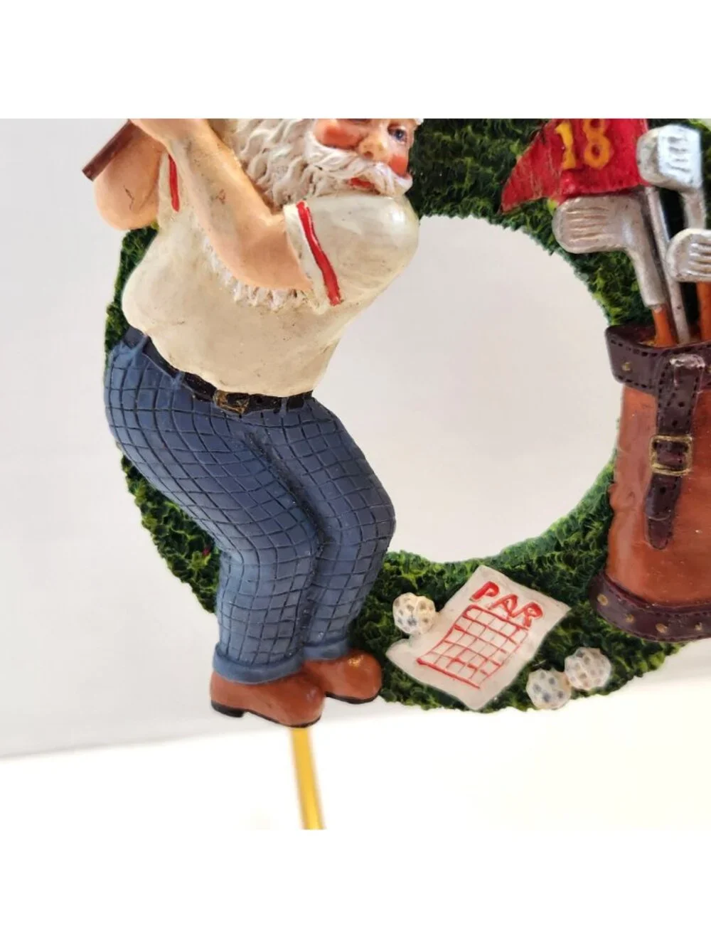 Santa Golfing Christmas Ornament Wreath Design Golf Bag Club Hanging Decoration